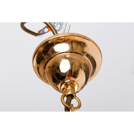 Image 1 of Vintage gold-plated glass chandelier, 1970-1979
