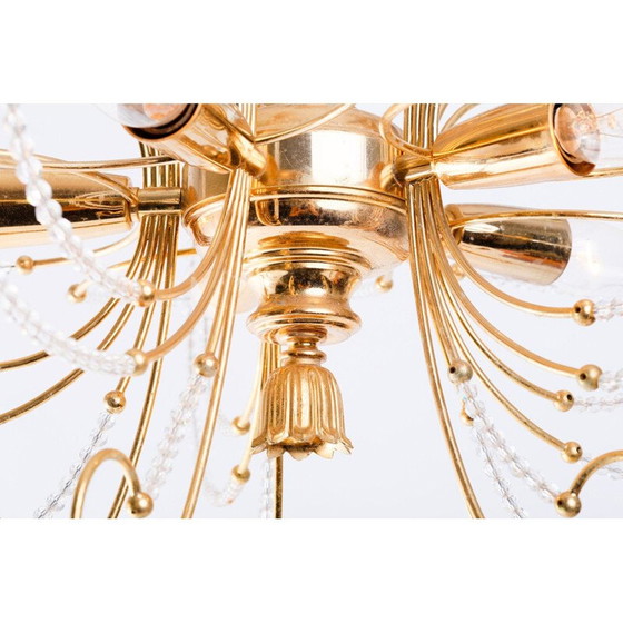 Image 1 of Vintage gold-plated glass chandelier, 1970-1979