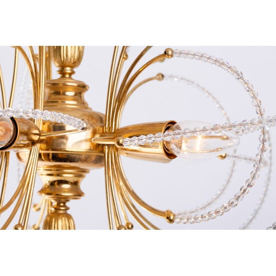 Image 1 of Vintage gold-plated glass chandelier, 1970-1979