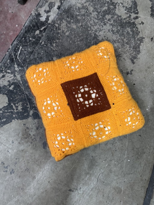 Vintage Pillow Sloop With Cushion Crocheted