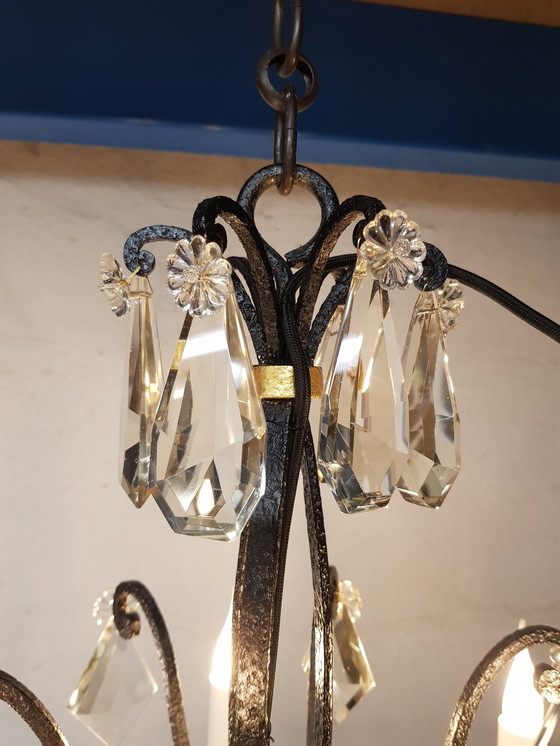 Image 1 of Gold Leaf Wrought Iron Chandelier