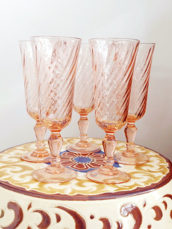 Image 1 of Rosaline Swirl Champagne Flutes