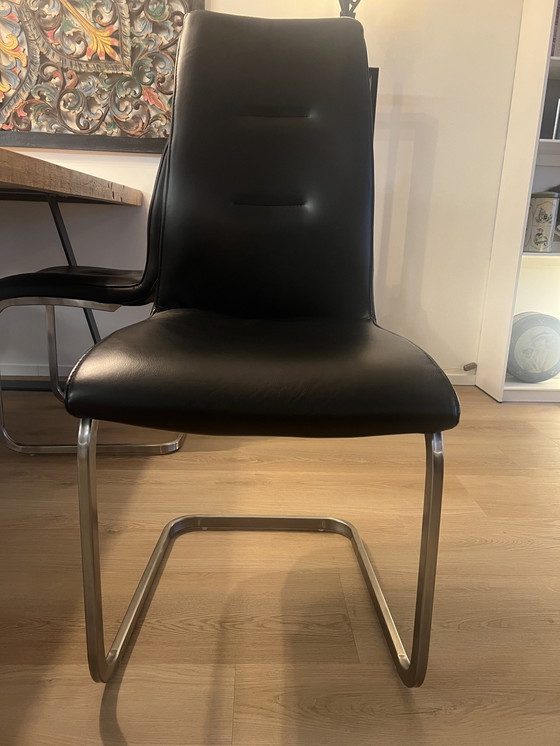 Image 1 of 6 sedie da pranzo in pelle nera