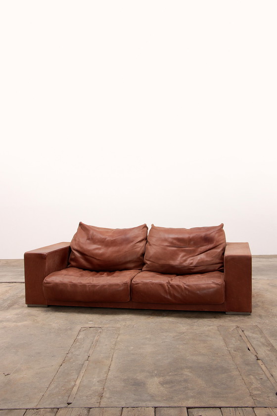 Image 1 of Vintage Sofa Gognac color Model Budapest design by Paola Navone by Baxter.