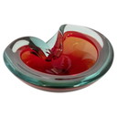 Vintage elaborate murano glass bowl in blue and red glass, Flavio Poli style