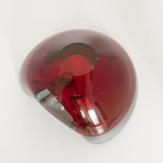 Image 1 of Ciotola vintage in vetro di Murano in stile Flavio Poli in vetro blu e rosso