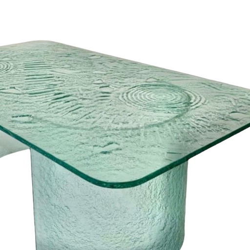 Sculptural Brutalist glass coffee table