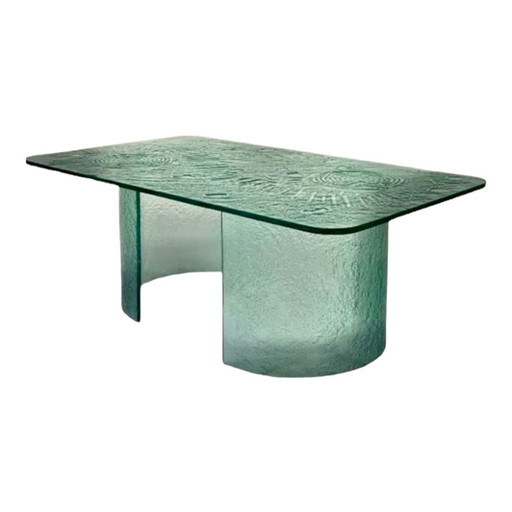 Sculptural Brutalist glass coffee table