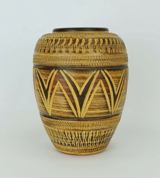 Image 1 of VASE sgraffito déco 1950 sawa keramik mid century