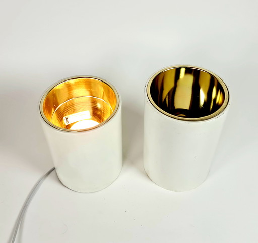 Dutch design - Raak Amsterdam - Ceiling lamp - (2 pieces) - white lacquered surface-mounted fixture - gold-colored mirror reflec