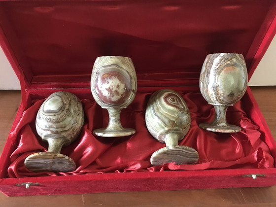 Image 1 of 4 x Copas de vino vintage de piedra natural de ónix