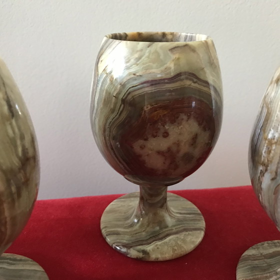 Image 1 of 4 x Copas de vino vintage de piedra natural de ónix