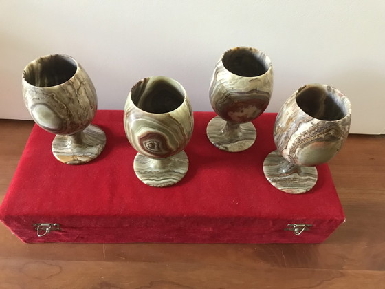 Image 1 of 4 x Copas de vino vintage de piedra natural de ónix