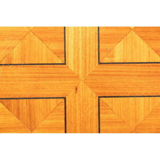 Image 1 of Vintage "Fox Hunt" cherry wood inlaid coffee table, 1970s