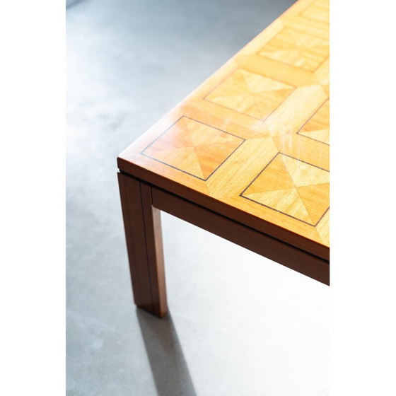 Image 1 of Vintage "Fox Hunt" cherry wood inlaid coffee table, 1970s