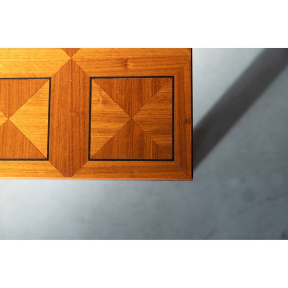 Image 1 of Vintage "Fox Hunt" cherry wood inlaid coffee table, 1970s