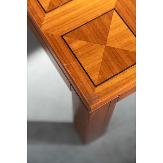 Image 1 of Vintage "Fox Hunt" cherry wood inlaid coffee table, 1970s