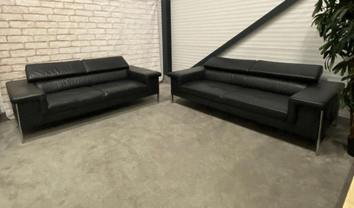 Montel 3 + 2.5 Seater Anthracite Real Leather Sofa Set