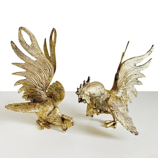 Set of gilded metal gold bantams midcentury