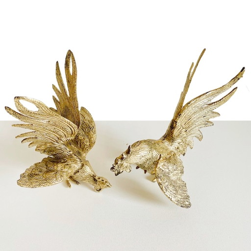 Set of gilded metal gold bantams midcentury