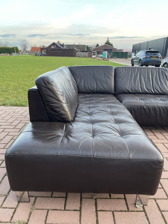 Image 1 of Montel Brown Real Leather Corner Sofa