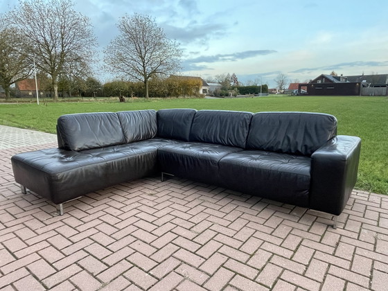 Image 1 of Montel Brown Real Leather Corner Sofa