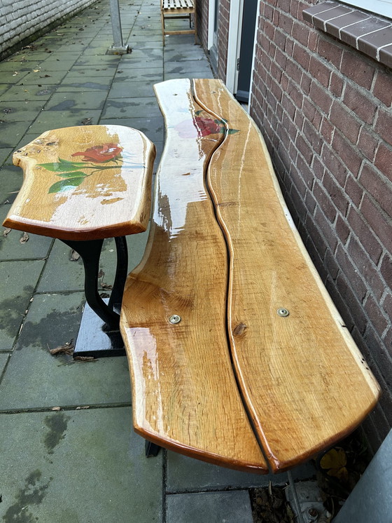 Image 1 of Unique Handmade Garden Bench And Matching Side Table