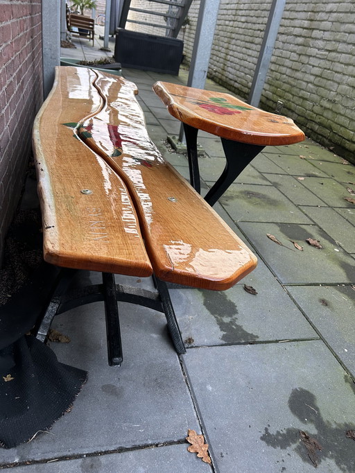 Unique Handmade Garden Bench And Matching Side Table