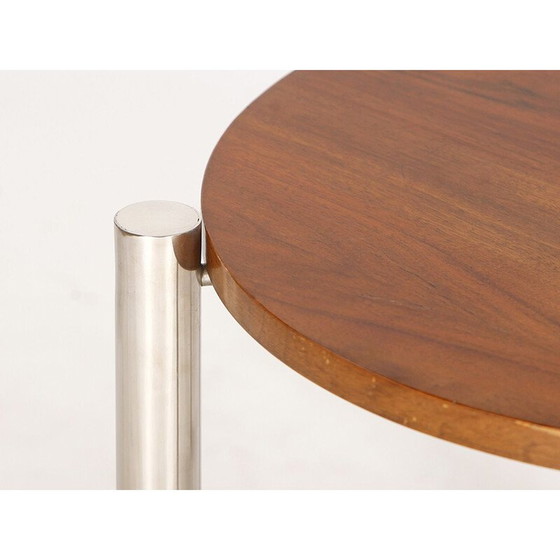 Image 1 of Vintage chrome, wood and walnut coffee table, 1930