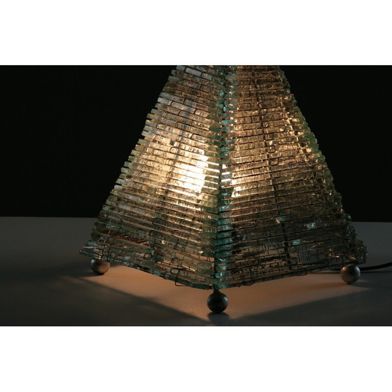 Image 1 of Vintage glass and metal pyramid lamp, 1970s