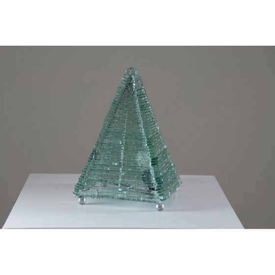 Image 1 of Vintage glass and metal pyramid lamp, 1970s