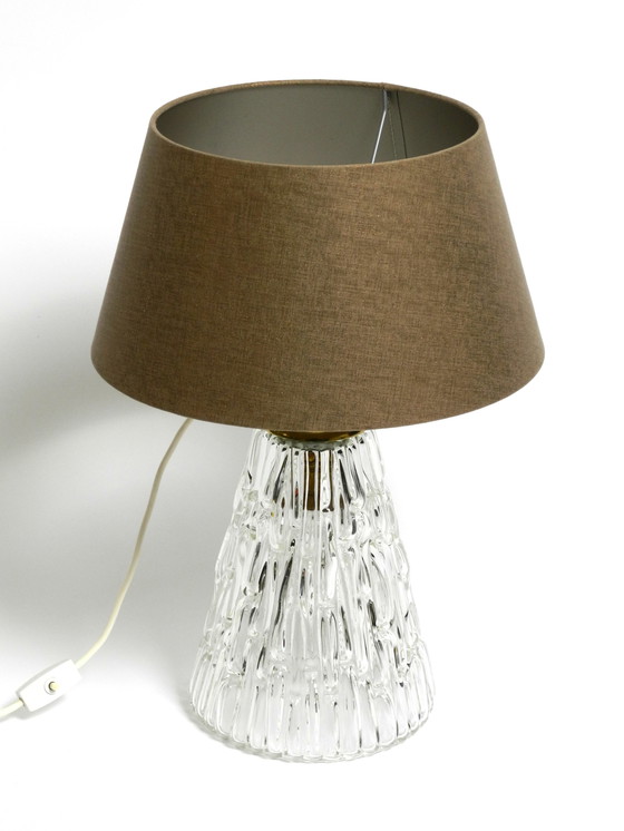 Image 1 of Heavy large Mid Century Modern glass table lamp by Rupert Nikoll Vienna | height 19.3"