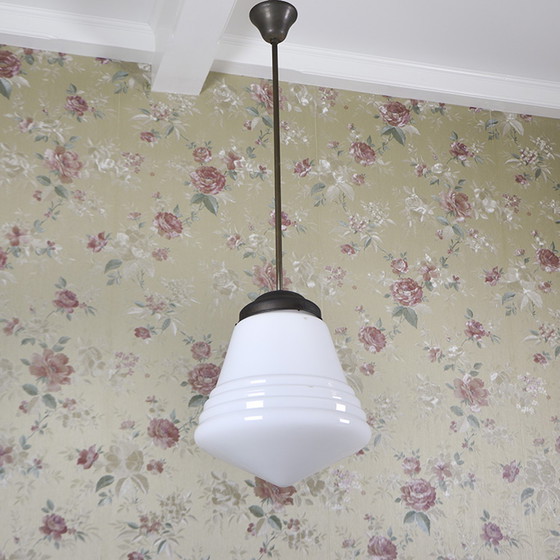 Image 1 of Art Deco Opaline Pendant Lamp