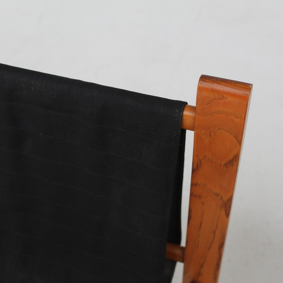 Image 1 of Set of Italian wooden chairs with black fabric