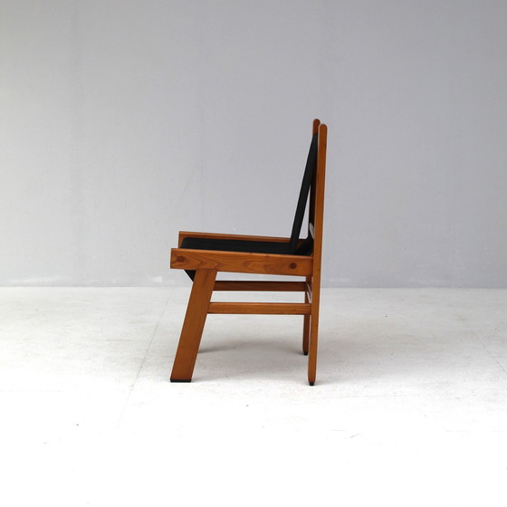 Image 1 of Set of Italian wooden chairs with black fabric