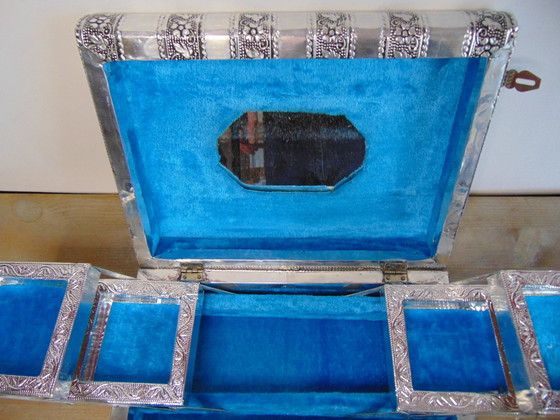 Image 1 of Scatole per gioielli blu e nere, origine India 