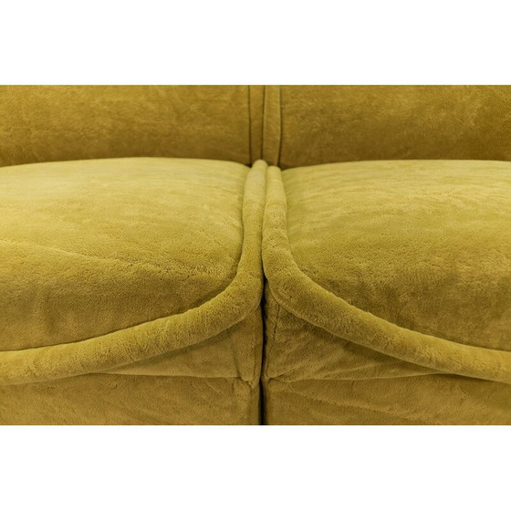Image 1 of Vintage green living room set in Teddy fabric, Italy 1960