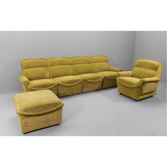 Image 1 of Vintage green living room set in Teddy fabric, Italy 1960