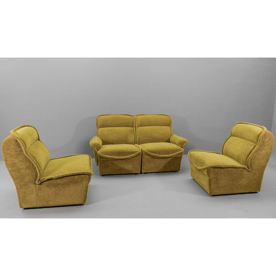 Image 1 of Vintage green living room set in Teddy fabric, Italy 1960