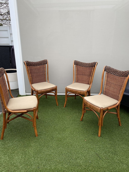 4 Pieces Rattan Design Dining Chairs