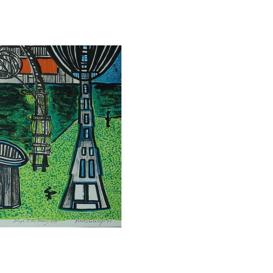 Image 1 of Litografia a colori d'epoca House of Science di Paul Holsby, 1978