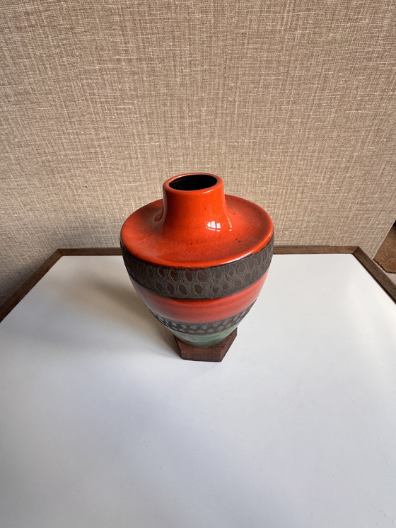 Image 1 of Dumler & Breiden Mid century fatlava vase | West Germany 1960s | Green blue, gray and orange