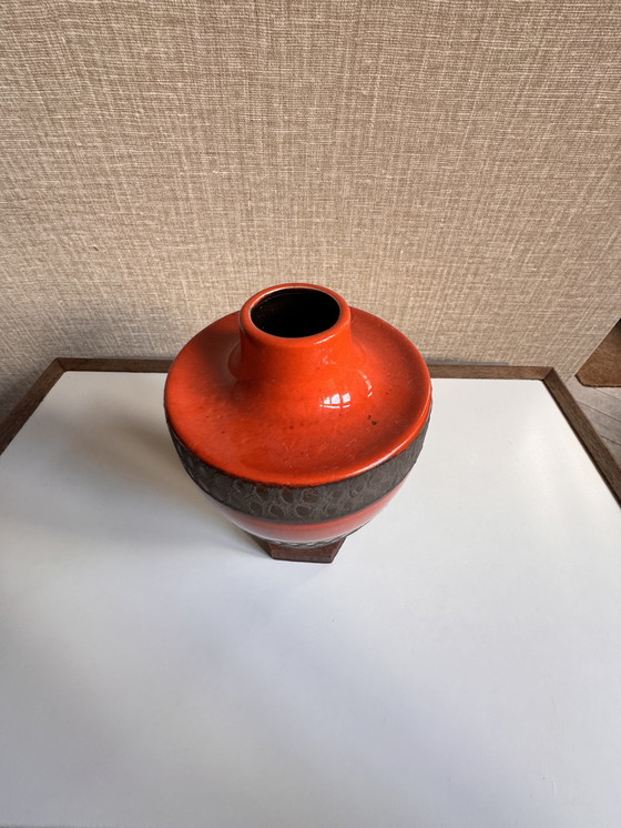 Image 1 of Dumler & Breiden Mid century fatlava vase | West Germany 1960s | Green blue, gray and orange