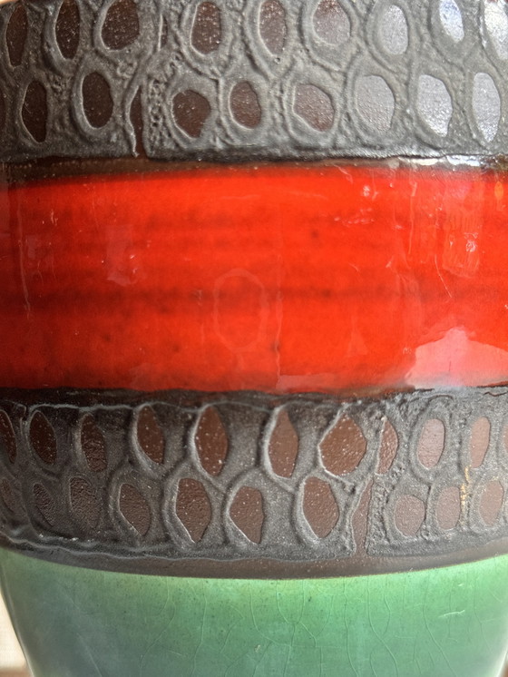 Image 1 of Dumler & Breiden Mid century fatlava vase | West Germany 1960s | Green blue, gray and orange