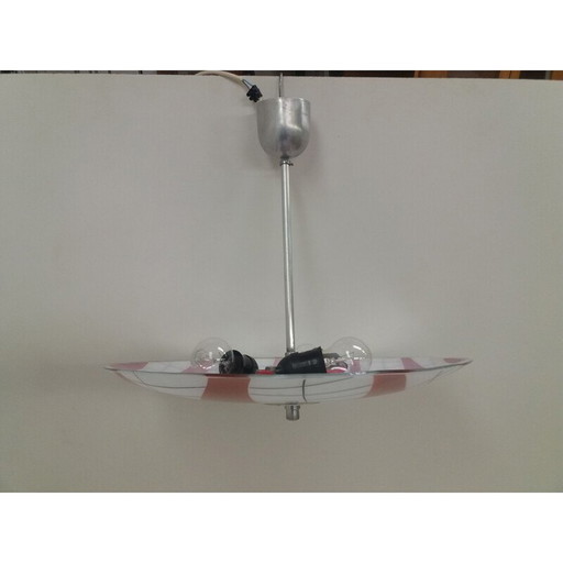 Vintage glass and metal pendant lamp by Napako, Czechoslovakia 1960