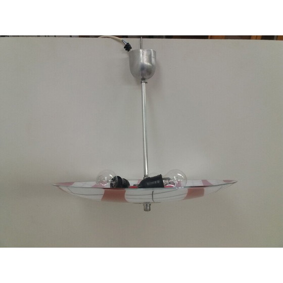 Image 1 of Vintage glass and metal pendant lamp by Napako, Czechoslovakia 1960