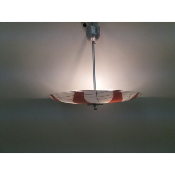 Image 1 of Vintage glass and metal pendant lamp by Napako, Czechoslovakia 1960