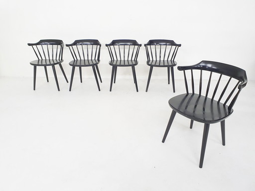 Ensemble de cinq chaises de salle à manger Yngve Ekstrom for Pastoe FH01, Pays-Bas, années 1960