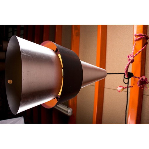 Vintage Zénith pendant lamp in aluminum and metal by Jo Hammerborg for Fog and Mørup, Denmark 1960