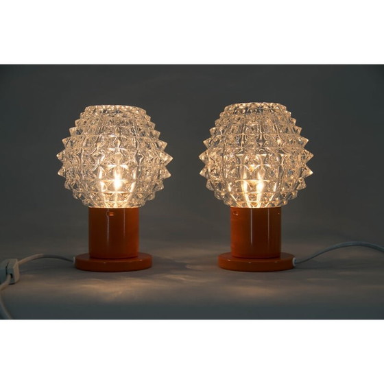 Image 1 of Pair of vintage orange table lamps by Kamenicky Senov, 1970s